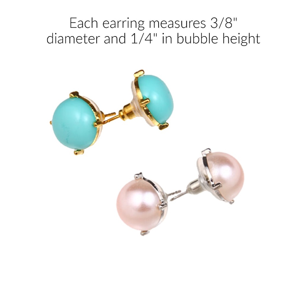 Bubble Earrings Set of 2 Pairs in Turquoise and Iridescent Pink - Picture 2 of 3